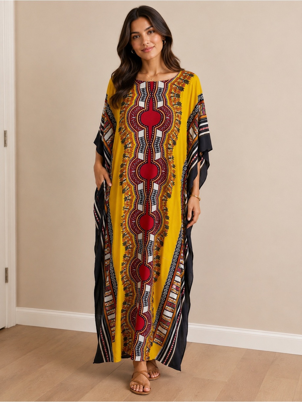 Bohemian Yellow & Red Maxi Dress